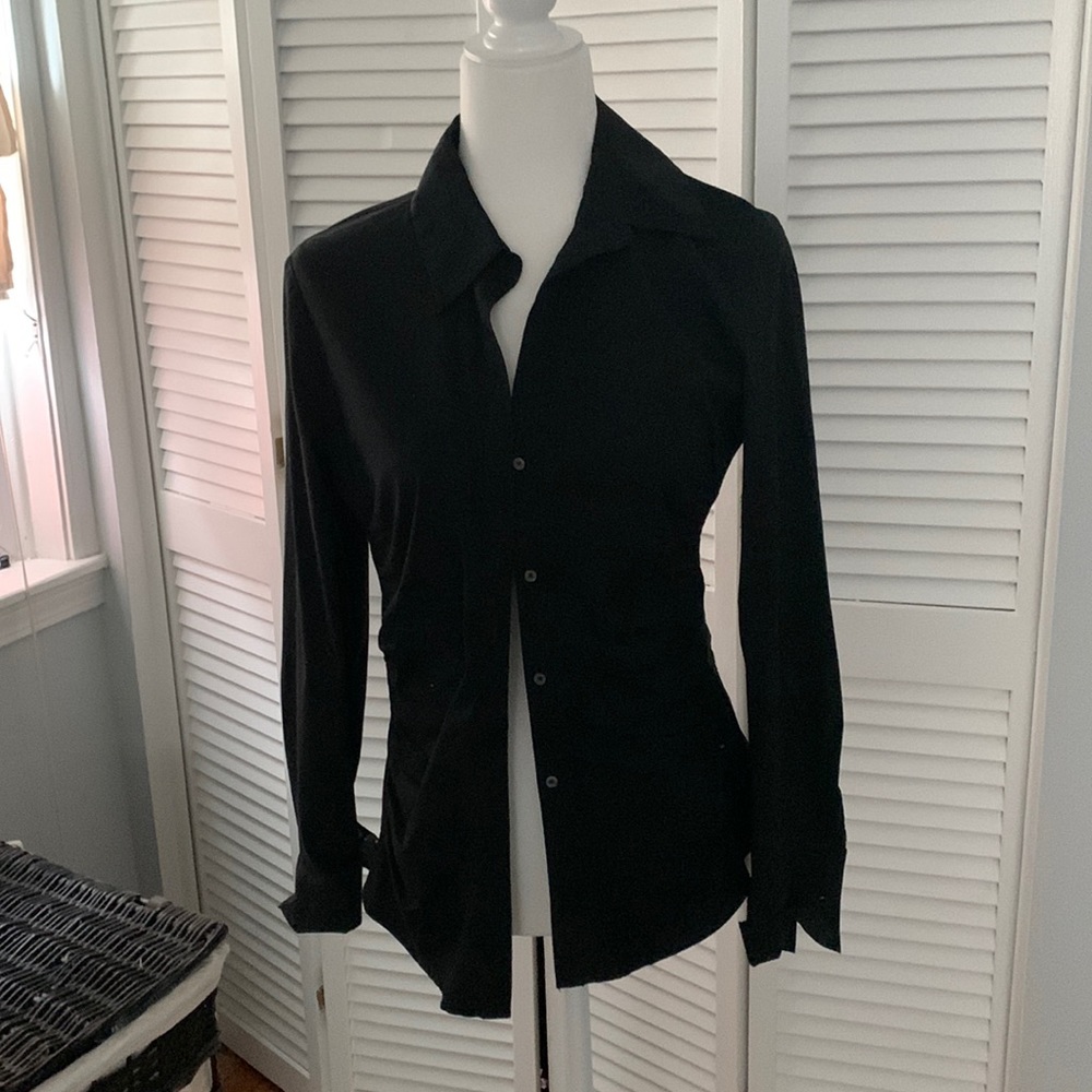 Express black button down top